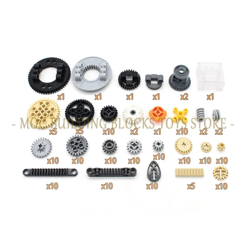 High-Tech Bricks Technical Parts Gears Shock Absorbers Suspension Steering Axle Connector Building Blocks Car Set Toys