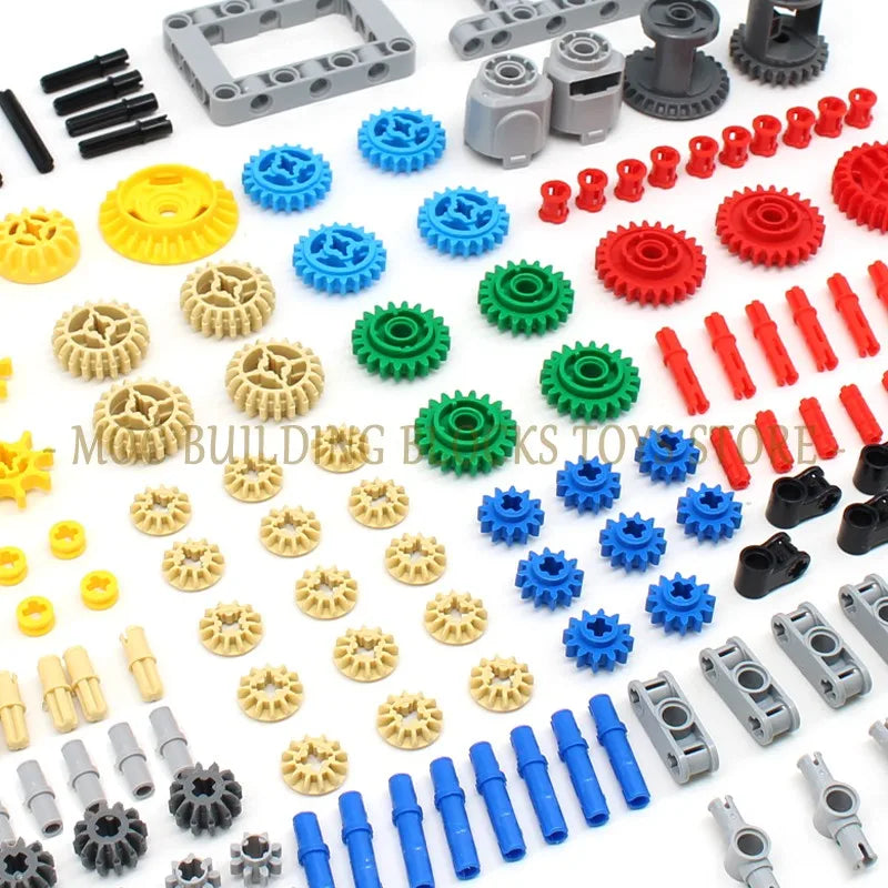 High-Tech Bricks Technical Parts Gears Shock Absorbers Suspension Steering Axle Connector Building Blocks Car Set Toys