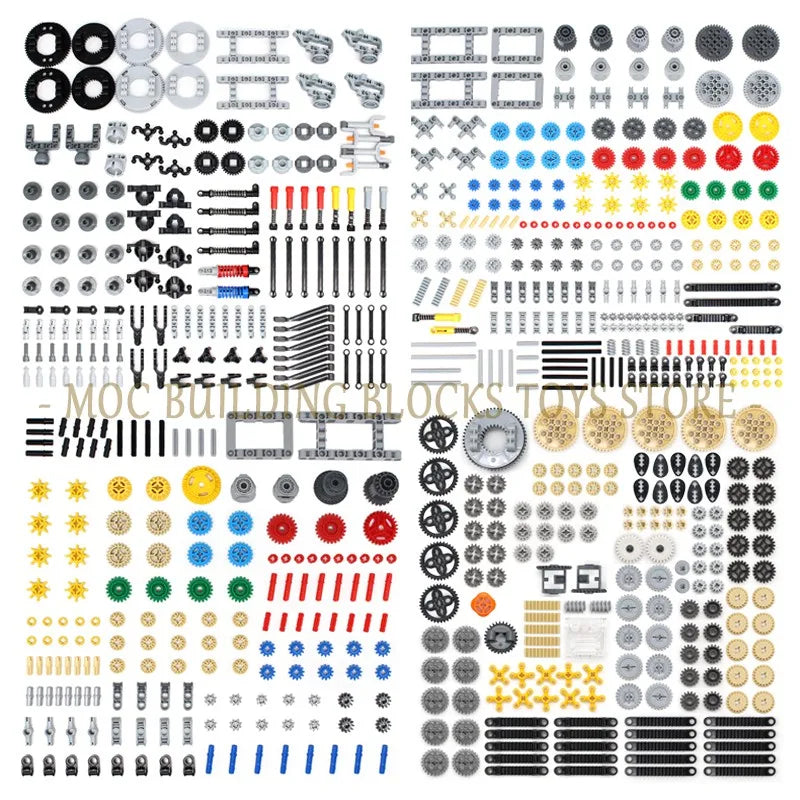 High-Tech Bricks Technical Parts Gears Shock Absorbers Suspension Steering Axle Connector Building Blocks Car Set Toys