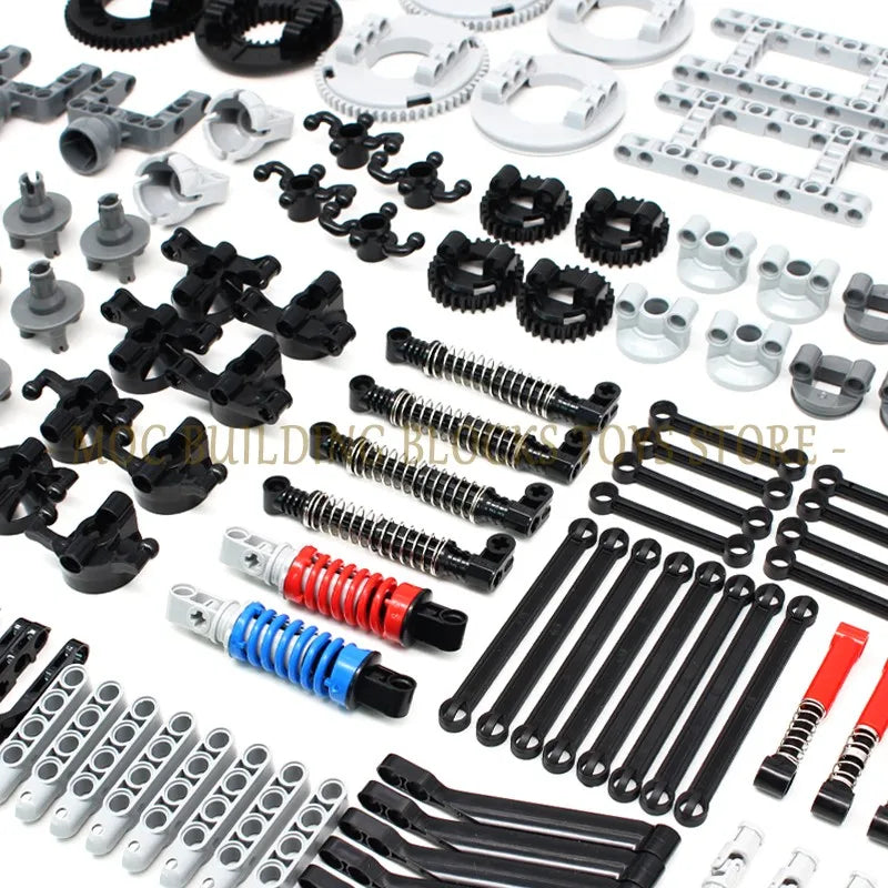 High-Tech Bricks Technical Parts Gears Shock Absorbers Suspension Steering Axle Connector Building Blocks Car Set Toys