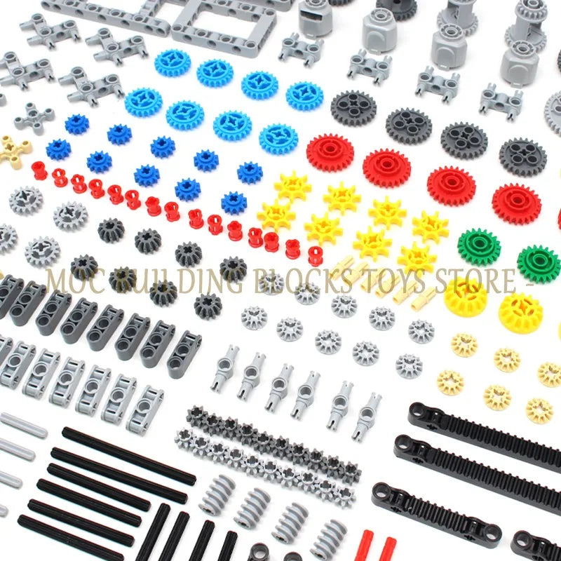 High-Tech Bricks Technical Parts Gears Shock Absorbers Suspension Steering Axle Connector Building Blocks Car Set Toys