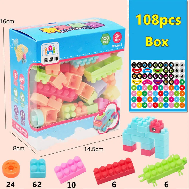 108pcs 128pcs Baby Building Blocks DIY Bulk Safety Bricks Toy Children Early Educational Toys