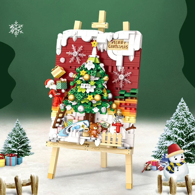 Mini Building Blocks Christmas Painting Ornaments DIY Home Hanging Paintings Assembled Brick Toys Adults and Children Toys Gifts