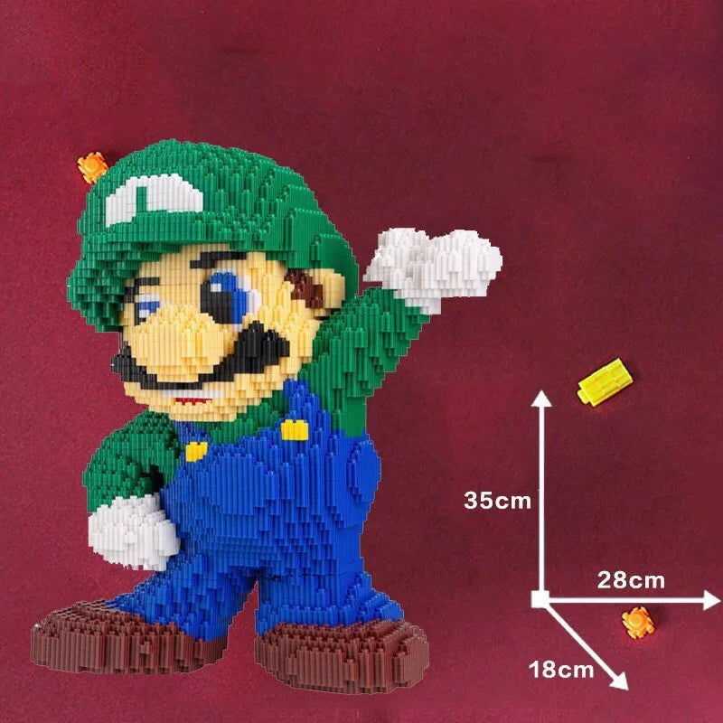 35cm  Super Marios Bros Big Building Blocks Anime Figure Cartoons Model Gient Super Mario Blocks Ornaments Children Gifts