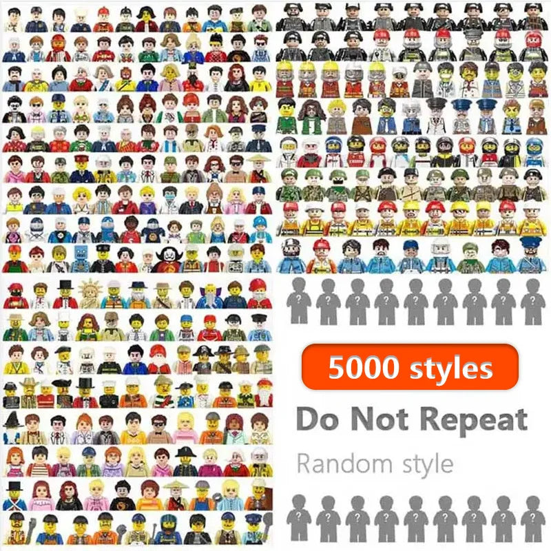 5000 styles Random Norepeat City Figures Movie Characters Worker Police Soldier Ninja Superheros Building Block Bricks Toy