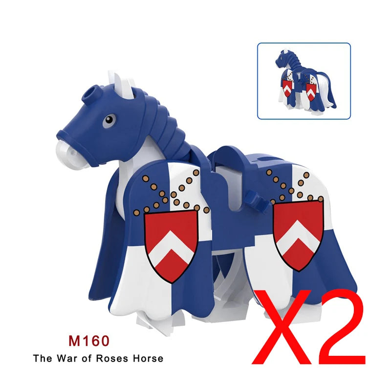 Military Building Blocks Compatible Solider Figures Medieval Knights Weapons Cloak Shoulder Armored War Horse Flags Gifts Toys