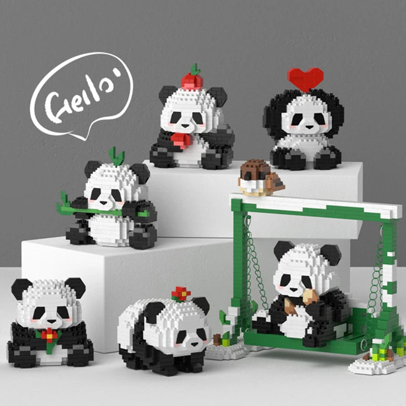 Cute Panda Building Blocks, DIY Educational Toys, Christmas/Halloween/Thanksgiving Day Gift