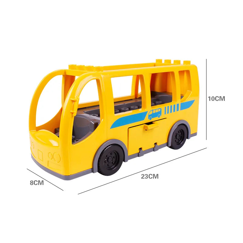City Car Cartoon Offroad Truck Bread Trailer Bus Big Size Building Blocks Accessories Children Educational DuploLG Bricks Toys