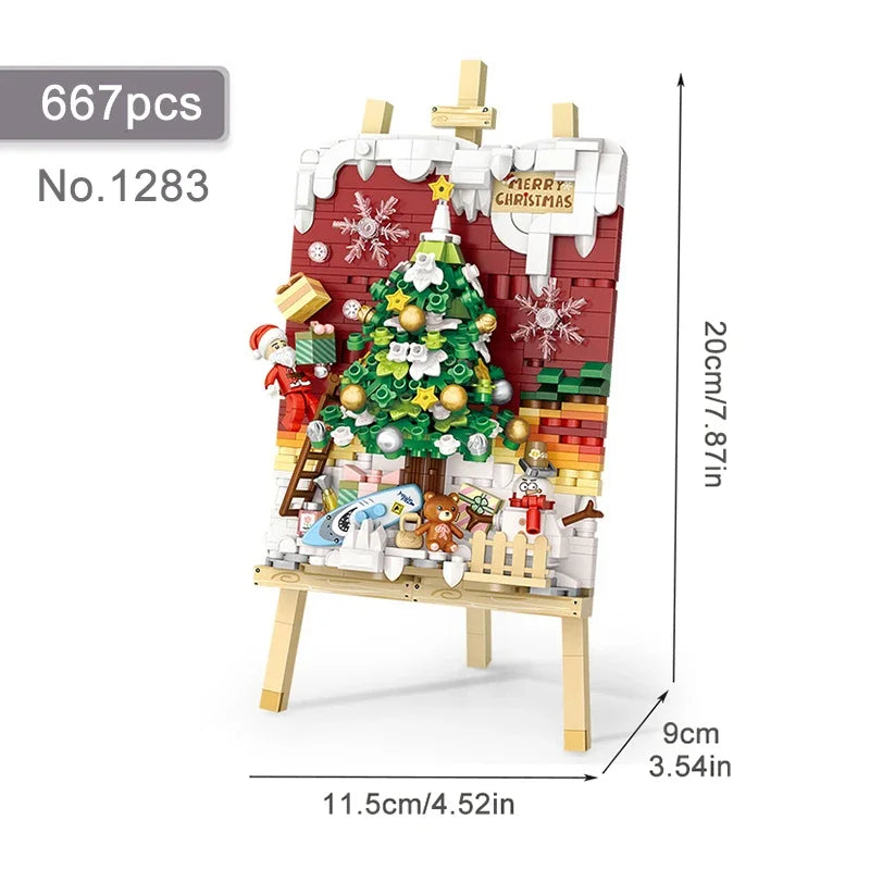 Mini Building Blocks Christmas Painting Ornaments DIY Home Hanging Paintings Assembled Brick Toys Adults and Children Toys Gifts