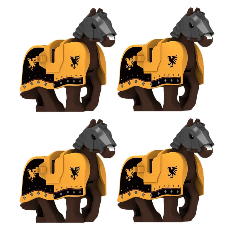 Military Building Blocks Compatible Solider Figures Medieval Knights Weapons Cloak Shoulder Armored War Horse Flags Gifts Toys