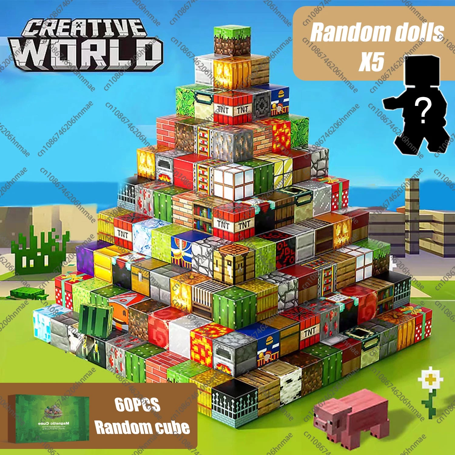 Magnetic Building Blocks Mine World Magnet Cube Set STEM Montessori Sensory Toy for Kids Boys Girls Ages 3+ DIY Model Children