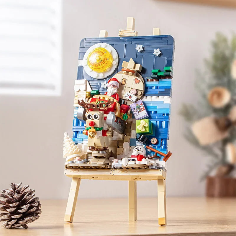 Mini Building Blocks Christmas Painting Ornaments DIY Home Hanging Paintings Assembled Brick Toys Adults and Children Toys Gifts