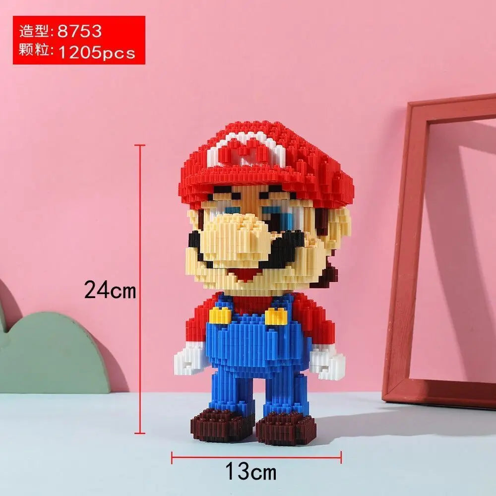 35cm  Super Marios Bros Big Building Blocks Anime Figure Cartoons Model Gient Super Mario Blocks Ornaments Children Gifts
