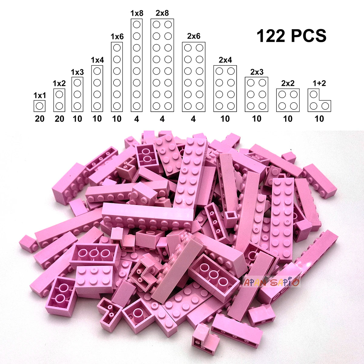 122pcs Thick Figures Bricks 12 Size DIY Building Blocks Educational Creative Size Compatible With 3001 Plastic Toys for Children
