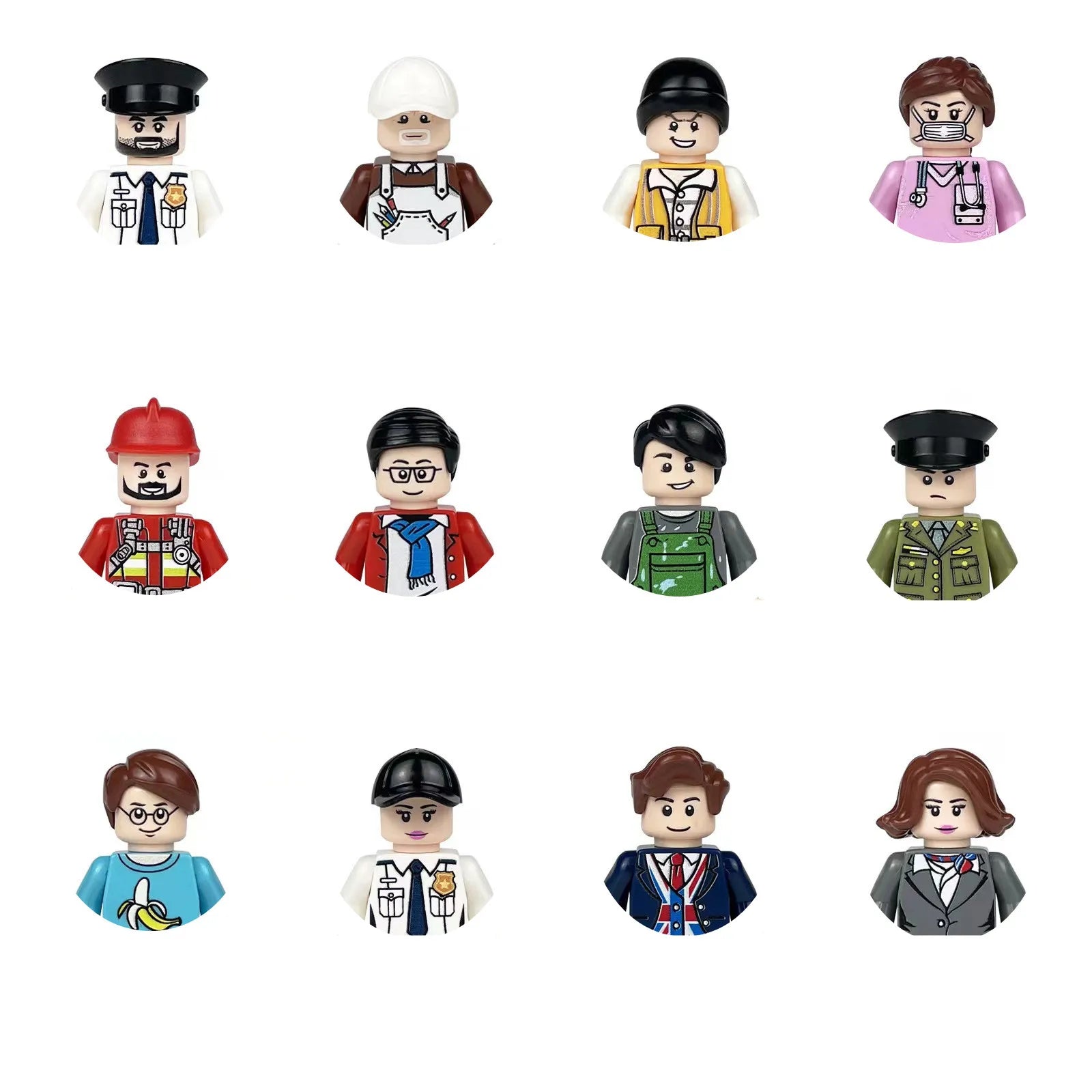 building blocks mini city figures 3D person series movie characters professional doctor police worker fireman robot toys for kid