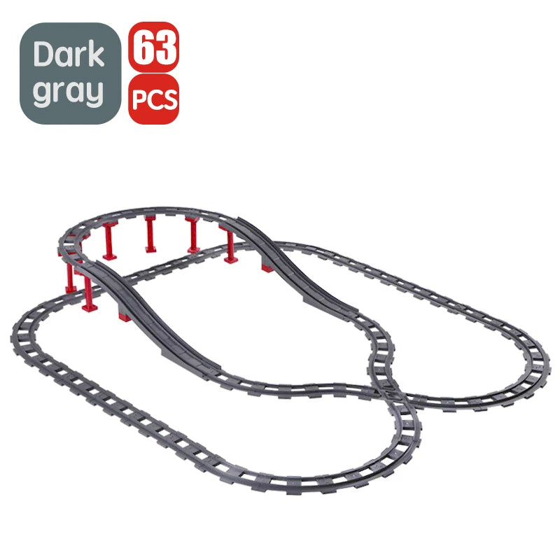 City Train Track Sets Assembly Railway Accessories Bricks Children Interactive Toys Big Size Building Blocks Compatible DuploED