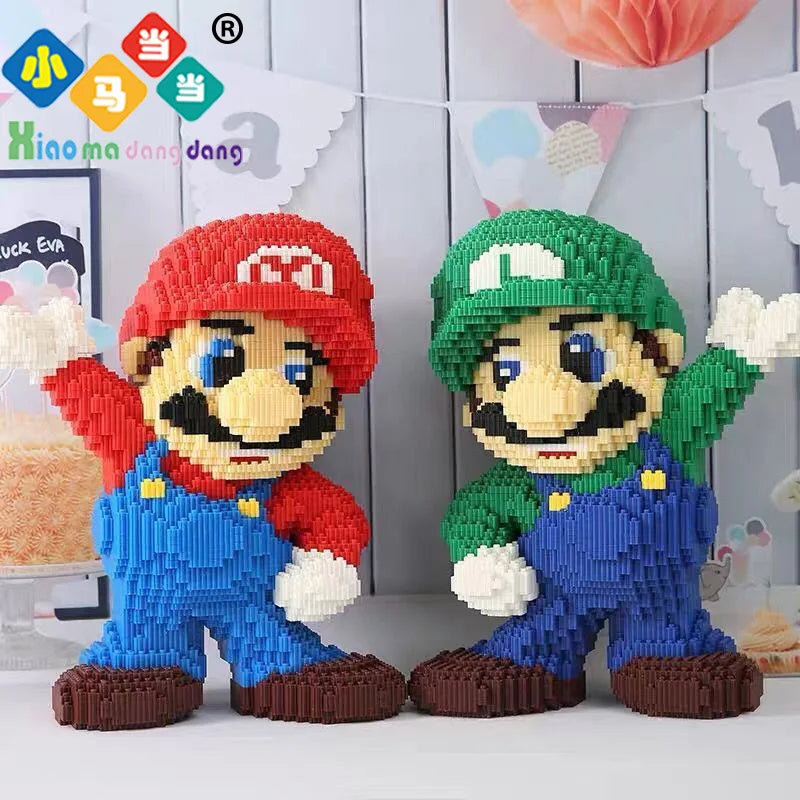 35cm  Super Marios Bros Big Building Blocks Anime Figure Cartoons Model Gient Super Mario Blocks Ornaments Children Gifts
