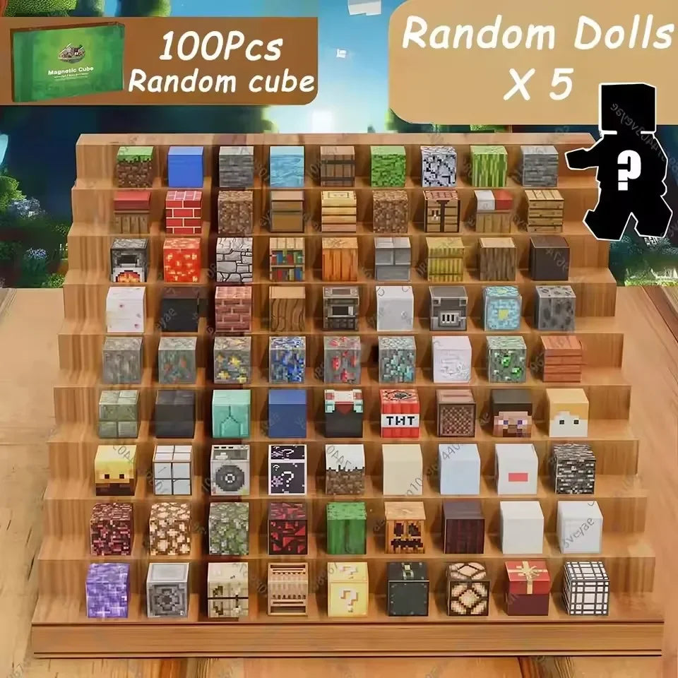 Upgrades Magnetic Building Blocks Toy Build Mine Magnet World Set for Boys Girls STEM Montessori Sensory Cubes for Toddlers