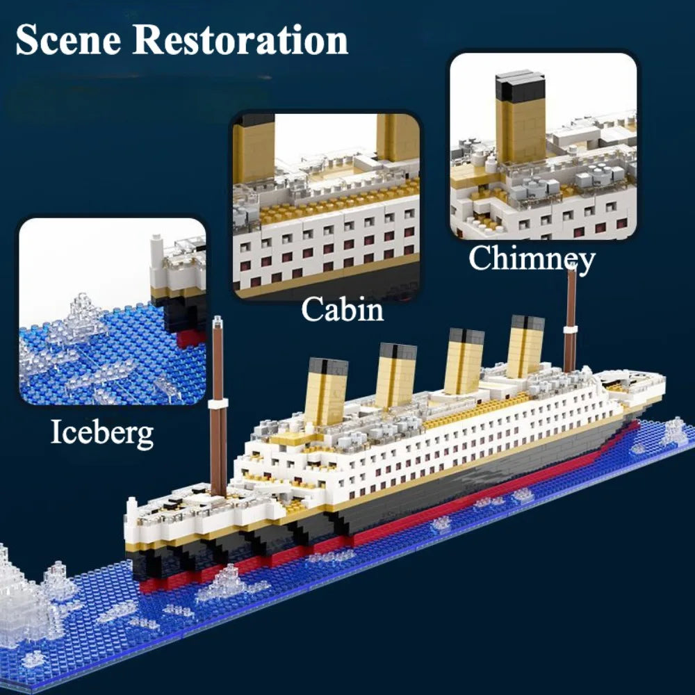 4000+Pcs Titanic Model Cruise Ship Building Blocks MOC Boat Bricks Collection DIY Construction Toys for Children Gift