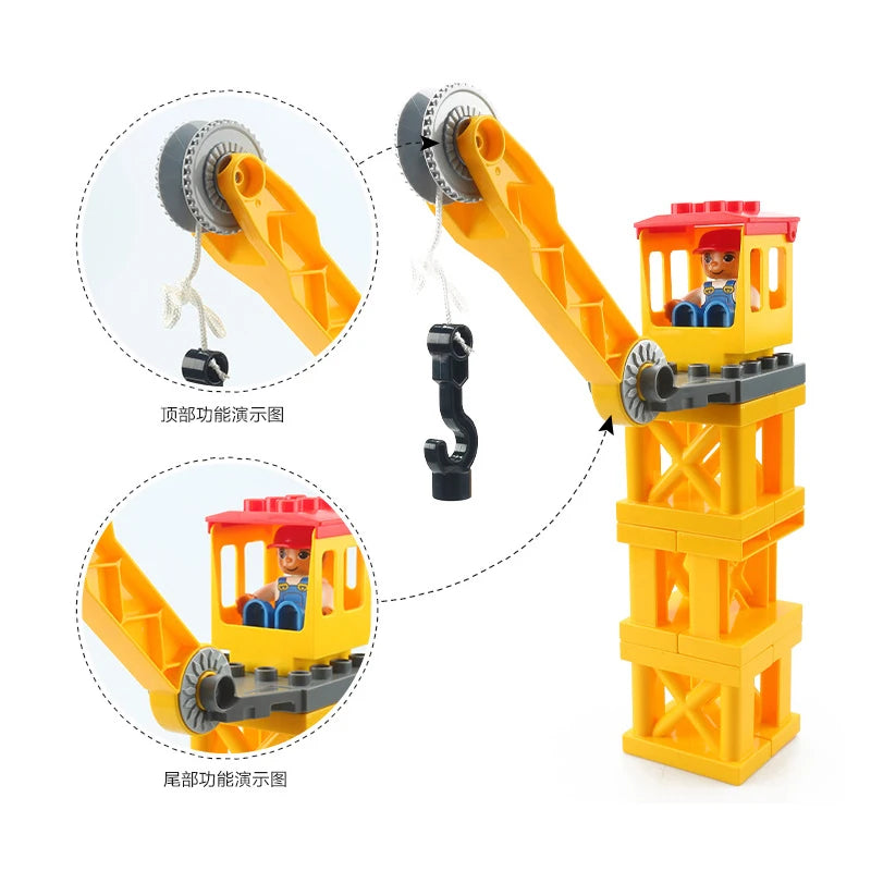 City Car Cartoon Offroad Truck Bread Trailer Bus Big Size Building Blocks Accessories Children Educational DuploLG Bricks Toys