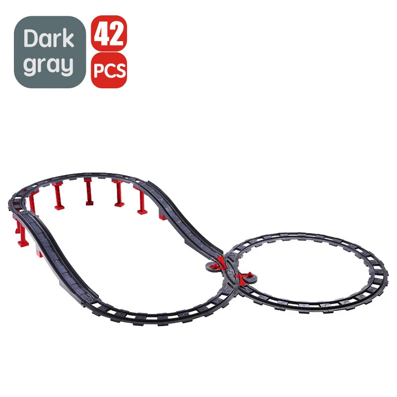 City Train Track Sets Assembly Railway Accessories Bricks Children Interactive Toys Big Size Building Blocks Compatible DuploED