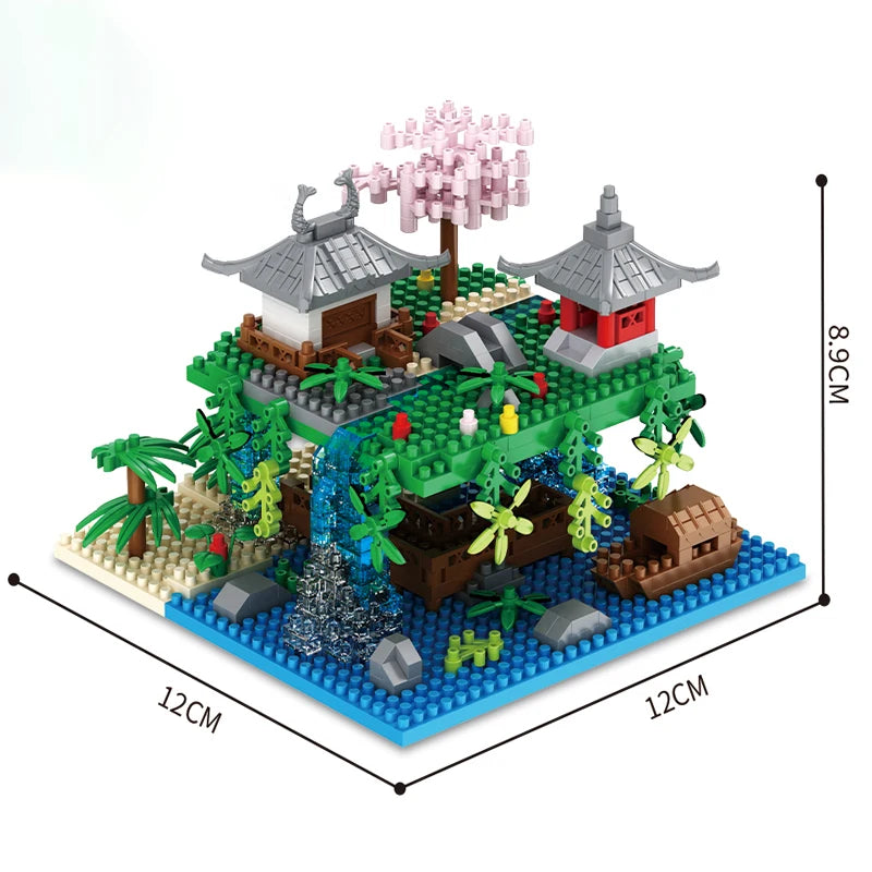 2857 Pieces of Peach Blossom Pond Building Blocks, Abs Material, Mixed Color Decoration Kit, Suitable for Furniture Arrangement and Office Decoration, Festivals