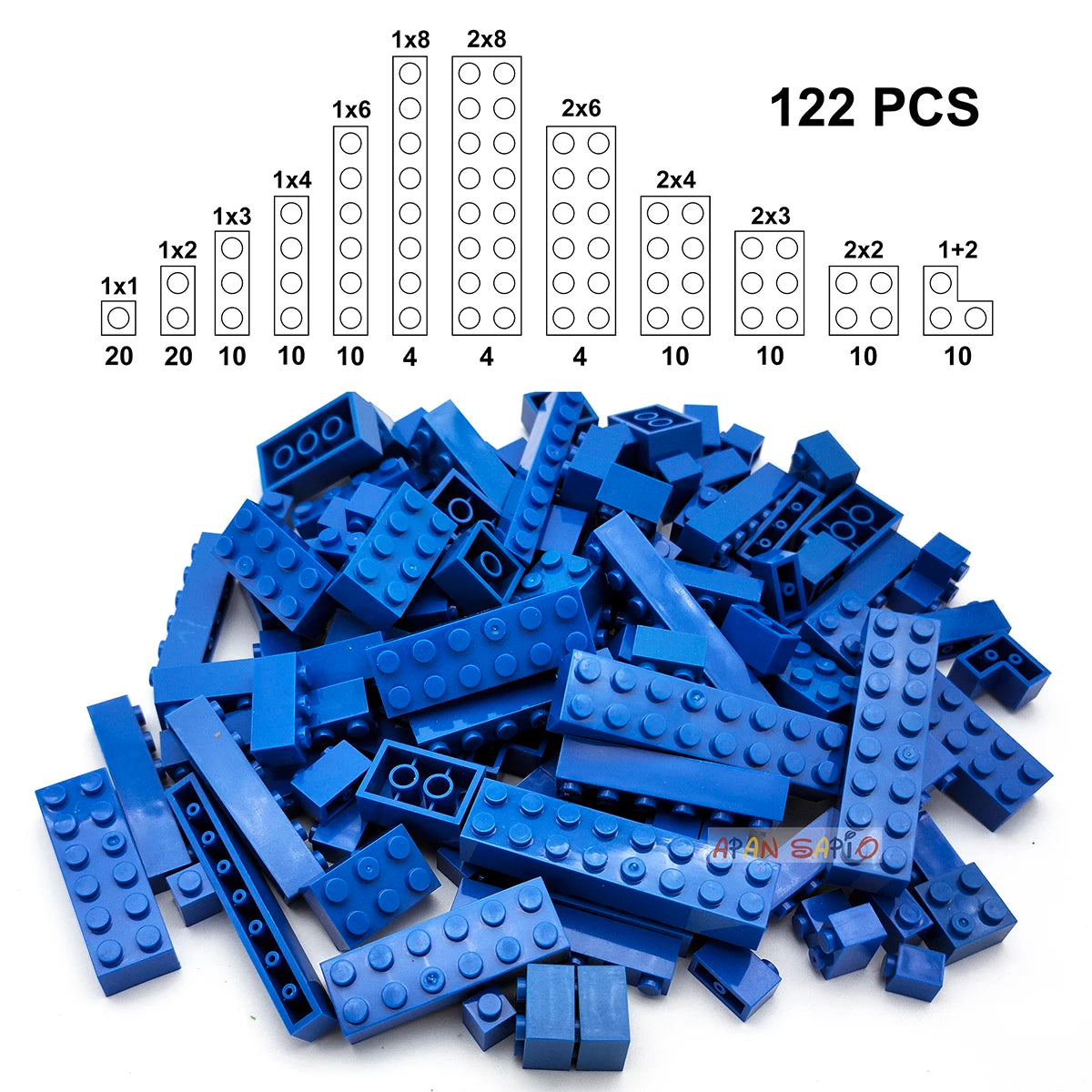 122pcs Thick Figures Bricks 12 Size DIY Building Blocks Educational Creative Size Compatible With 3001 Plastic Toys for Children