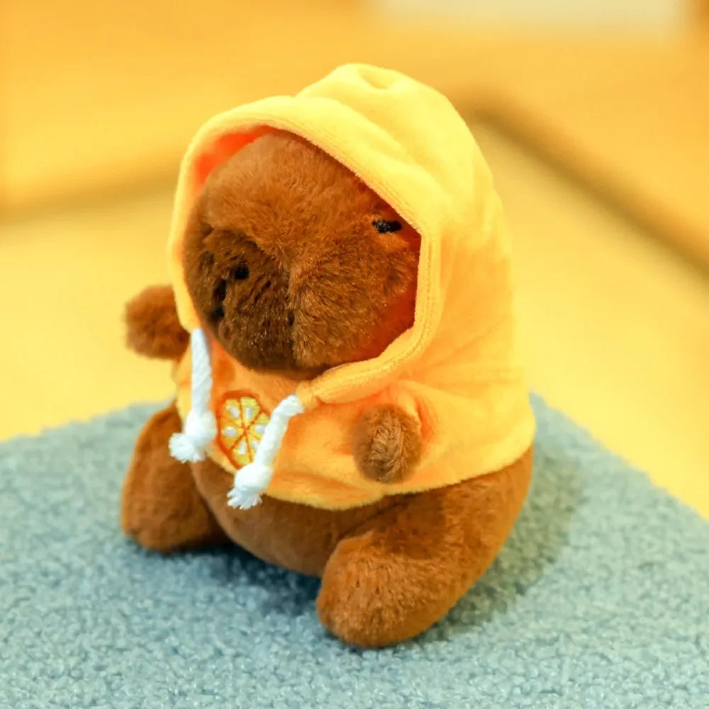 Cute Small Size Capybara Plush Toy With Wings Hoodie Simulation Capybara Doll Fluffty Toy Birthday Gifts