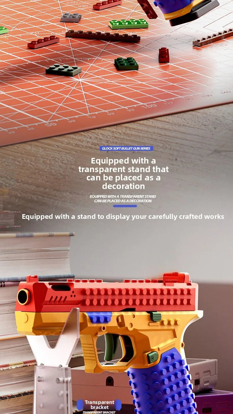 SIG17 Building Blocks Toy Gun Auto Firing Eject Shell Blowback Soft Bullet Pistol Outdoor War Game for Boys Adults Gift