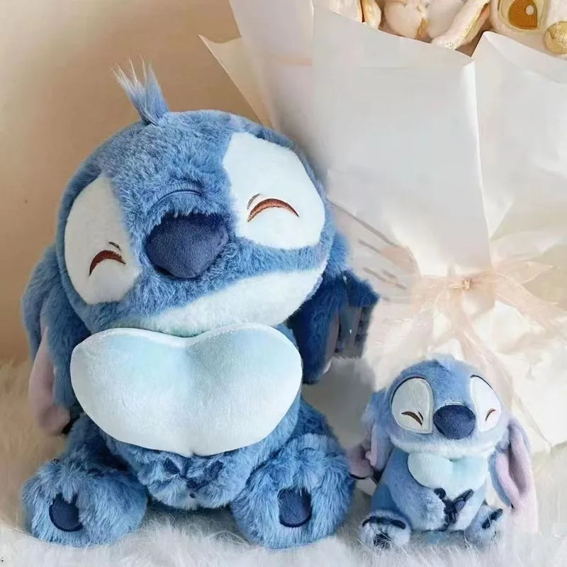 Stitch Holding Heart Plush Toy Soft Stuffed Doll Kawaii Anime Plushie Sofa Desktop Ornament Decoration Sofa Pillow Birthday Gift