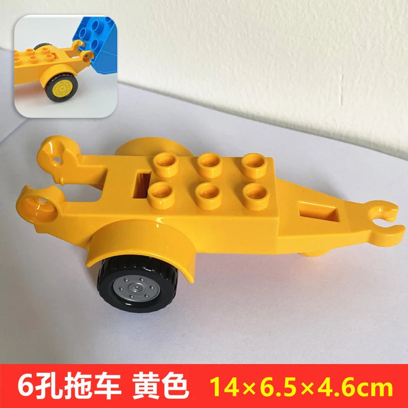City Car Cartoon Offroad Truck Bread Trailer Bus Big Size Building Blocks Accessories Children Educational DuploLG Bricks Toys
