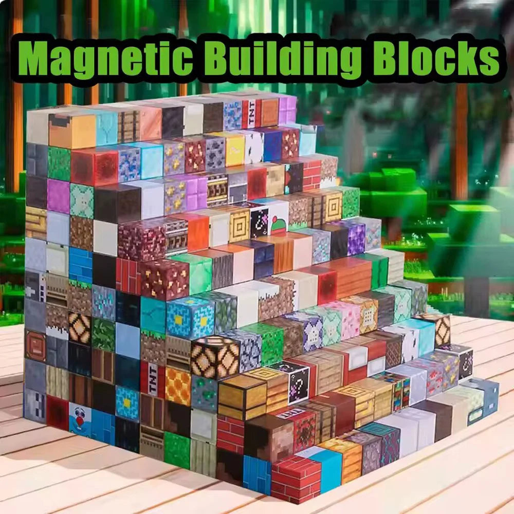 Upgrades Magnetic Building Blocks Toy Build Mine Magnet World Set for Boys Girls STEM Montessori Sensory Cubes for Toddlers