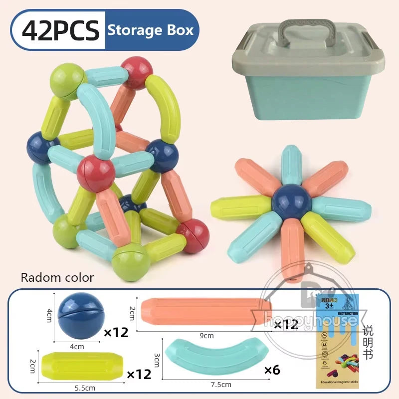 Magnetic Constructor Blocks Set Toys for Kids Magnet Stick Rod Building Blocks Montessori Educational Toys For Children Boy Girl