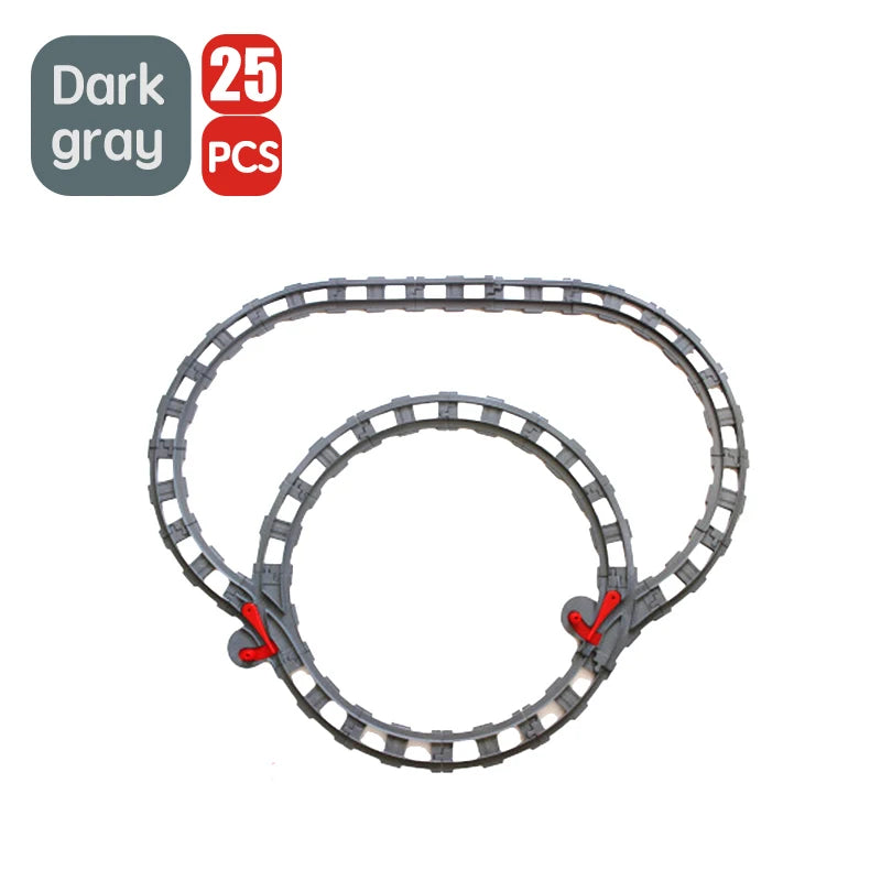 City Train Track Sets Assembly Railway Accessories Bricks Children Interactive Toys Big Size Building Blocks Compatible DuploED