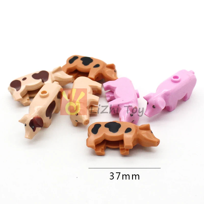 MOC Animal Figure Brick Building Blocks Pet Zoo Dog Penguin Cat Clown Fish Bird Bear Bat Squirrel Owl DIY Model Toys Girls Kids