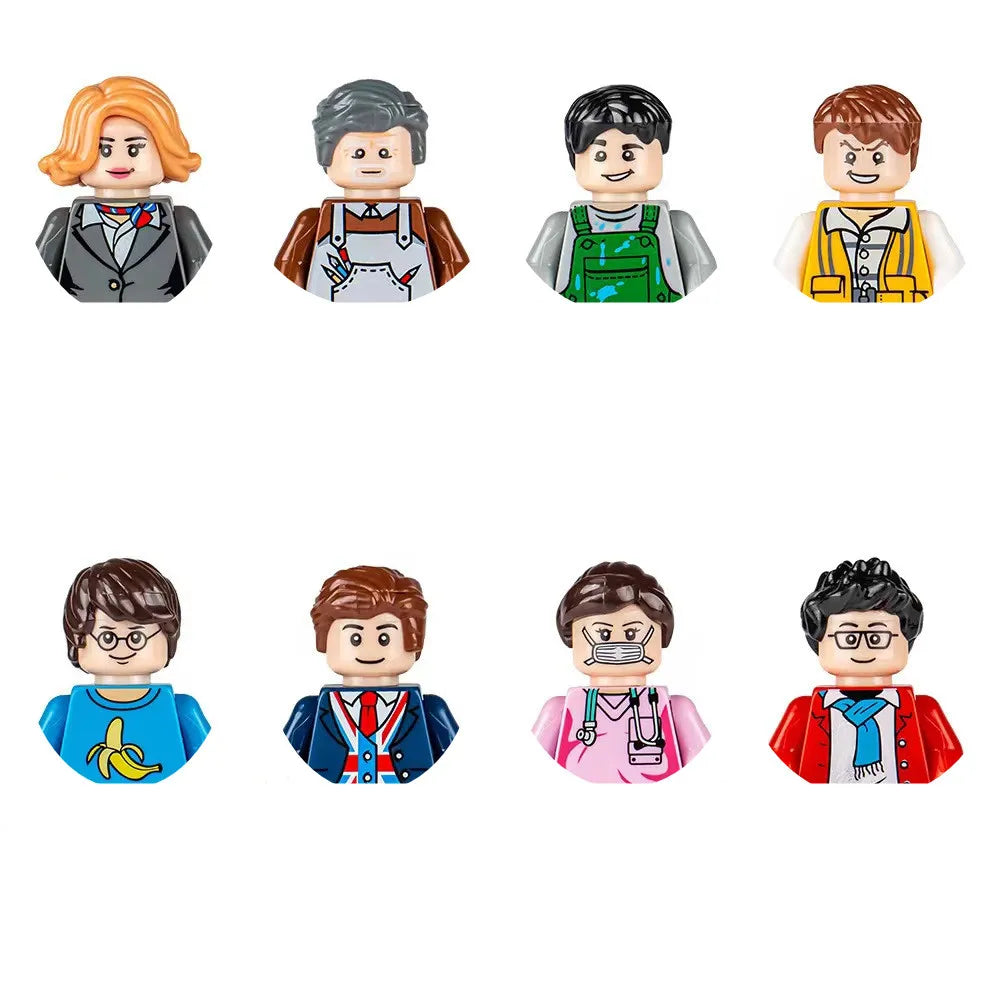 building blocks mini city figures 3D person series movie characters professional doctor police worker fireman robot toys for kid