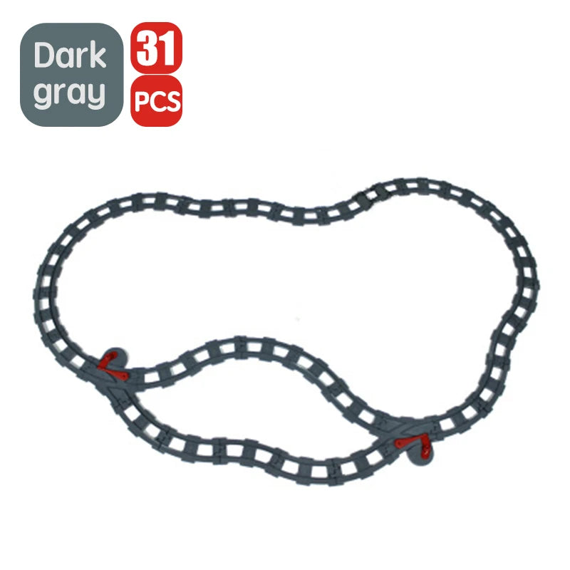 City Train Track Sets Assembly Railway Accessories Bricks Children Interactive Toys Big Size Building Blocks Compatible DuploED