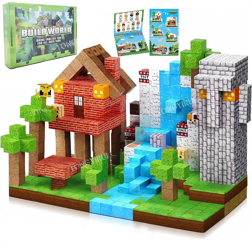 Magnetic Building Blocks Mine Magnet World Set Toys STEM Creative Stacking Cube Construction Set Christmas Gift For Kid