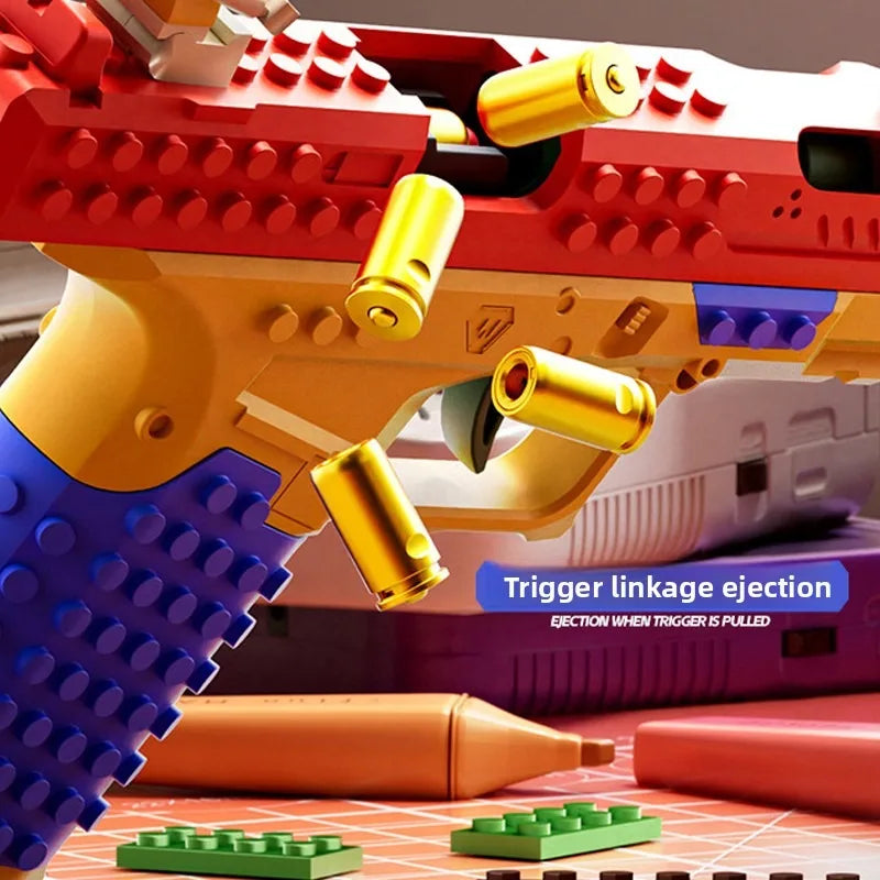 SIG17 Building Blocks Toy Gun Auto Firing Eject Shell Blowback Soft Bullet Pistol Outdoor War Game for Boys Adults Gift