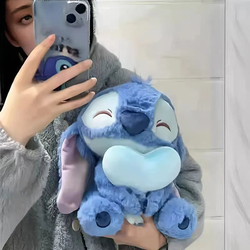 Stitch Holding Heart Plush Toy Soft Stuffed Doll Kawaii Anime Plushie Sofa Desktop Ornament Decoration Sofa Pillow Birthday Gift