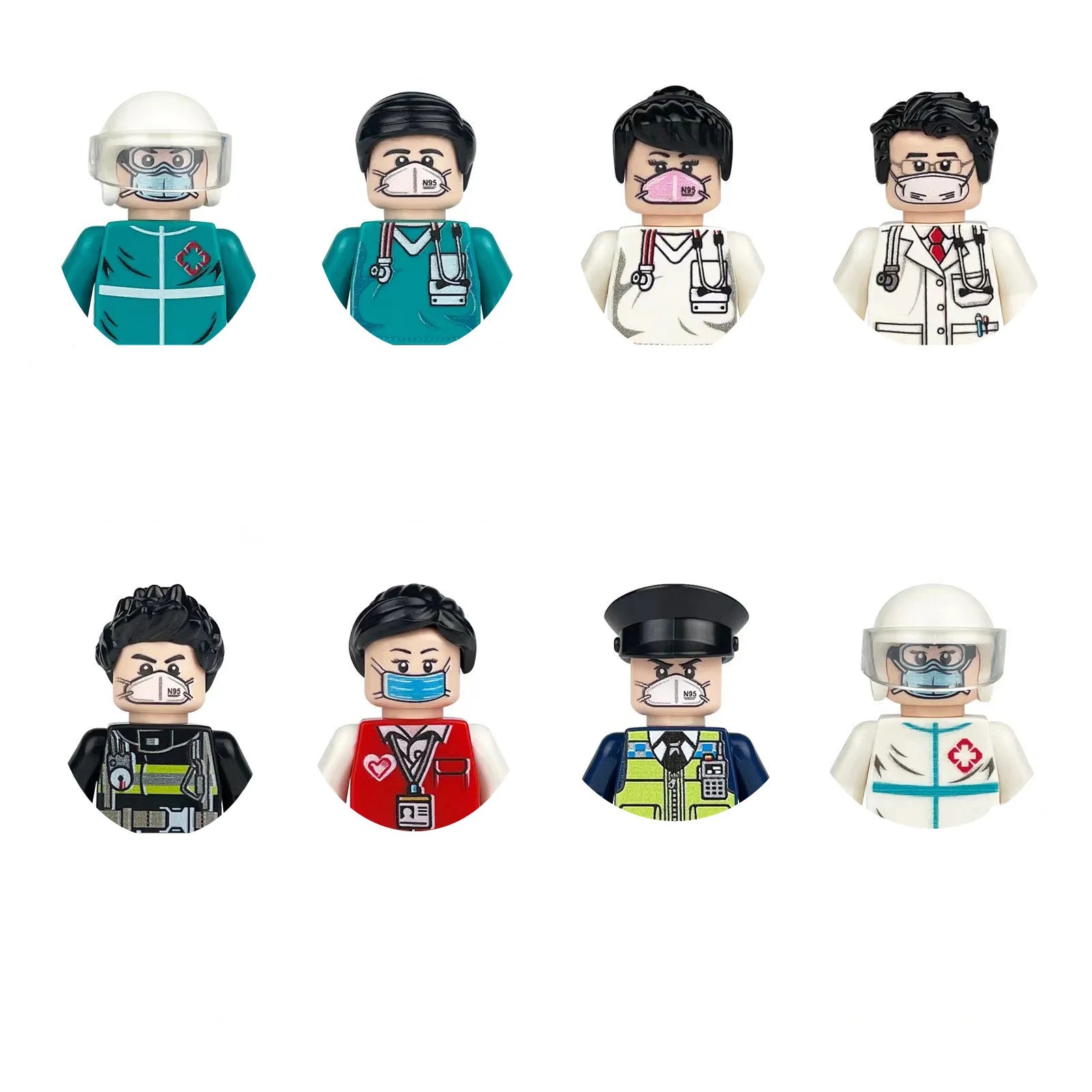building blocks mini city figures 3D person series movie characters professional doctor police worker fireman robot toys for kid