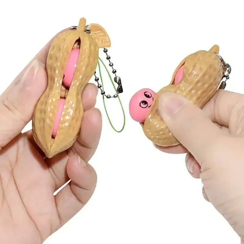 2pcs Squeeze Beans Keychain ADHD Soybean Fidget Toys Squishy Pea Pod Stress Toy Peanuts Keychain Gift for Kids Children Adult