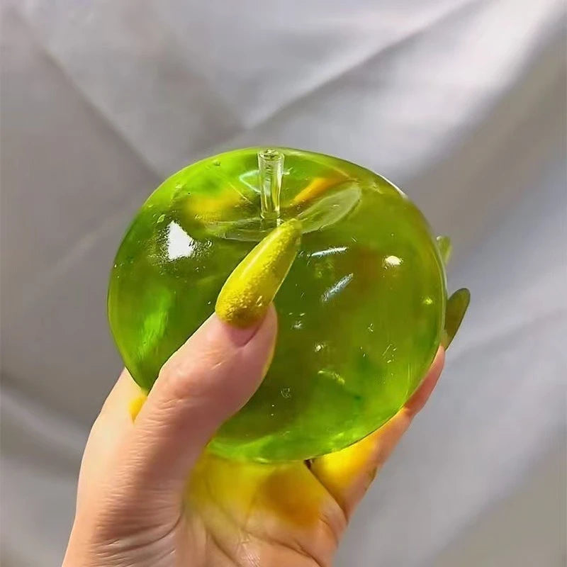 Squishy Green Apple Stress Ball Soft Fidget Sensory Toy for ADHD Autism Slow Rebound Squeeze Toy for Adults Kids Christmas Gift