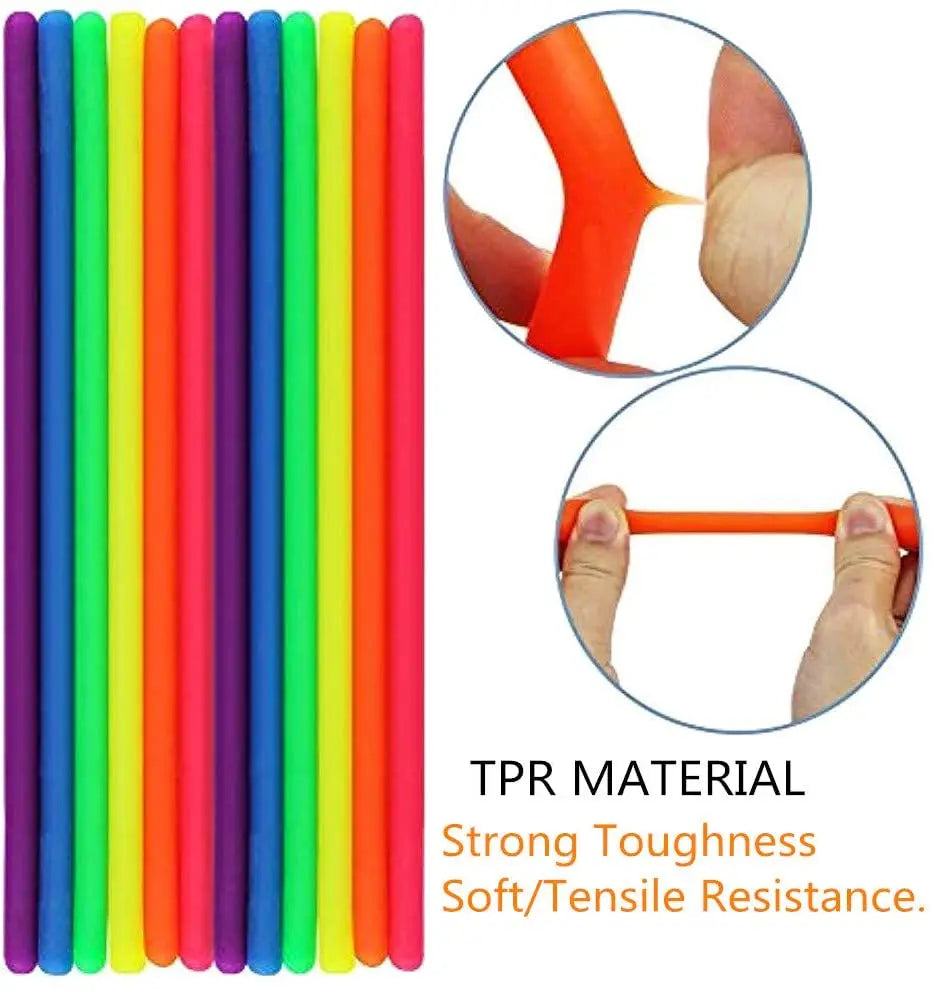 6 Pack Stretchy String Noodles Sensory Fidgets Toys Resistance Squeeze Strengthen Arms Stress Reliever Toys for Kids Adults