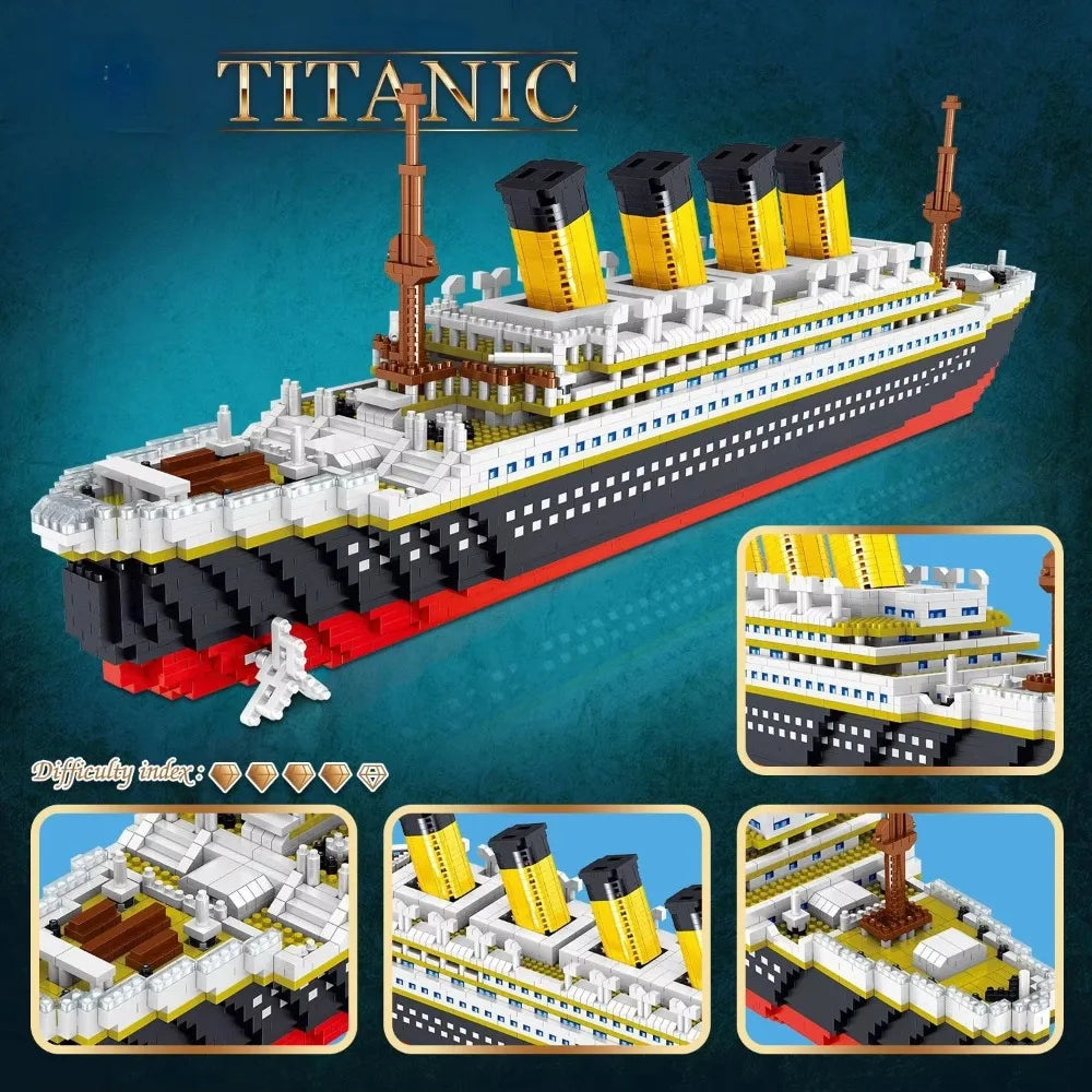 4000+Pcs Titanic Model Cruise Ship Building Blocks MOC Boat Bricks Collection DIY Construction Toys for Children Gift