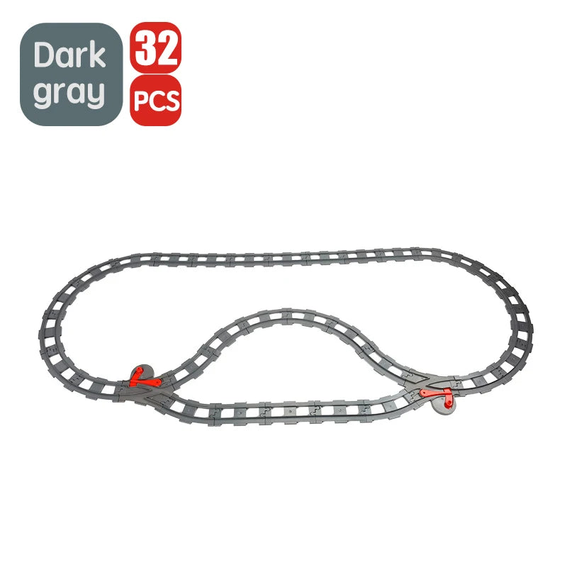 City Train Track Sets Assembly Railway Accessories Bricks Children Interactive Toys Big Size Building Blocks Compatible DuploED