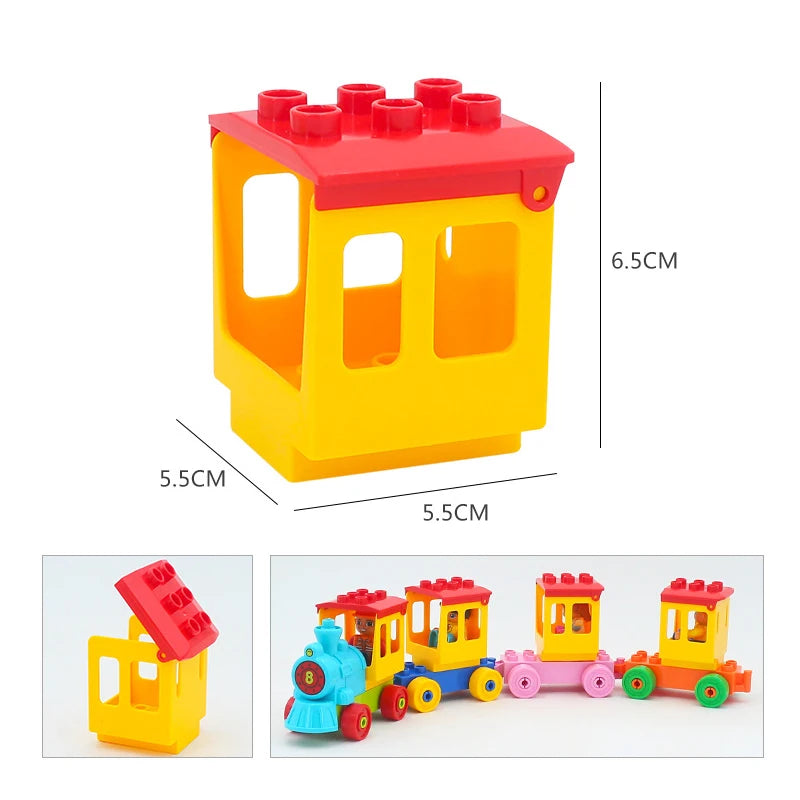 City Car Cartoon Offroad Truck Bread Trailer Bus Big Size Building Blocks Accessories Children Educational DuploLG Bricks Toys