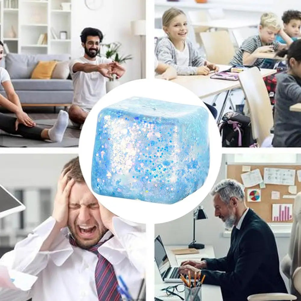 Maltose Cube Stress Squeeze Toy D ecompression Small Ice Cubes Anti Stress Slow Rebound Polar Light Colorful Squeeze TPR Block