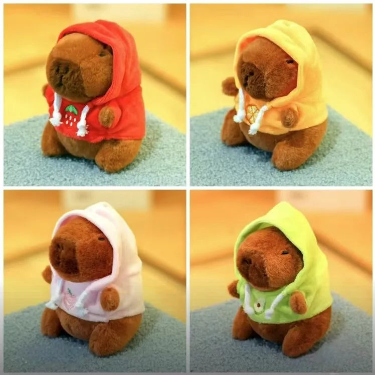 Cute Small Size Capybara Plush Toy With Wings Hoodie Simulation Capybara Doll Fluffty Toy Birthday Gifts