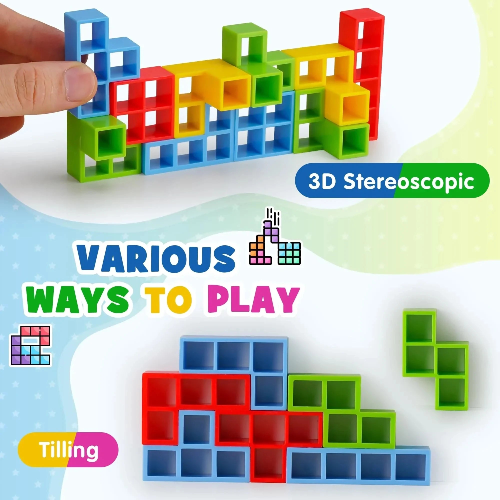 Building Block Brick Toy Balance Stacked Tetra Tower Game Swing High Russian Building Blocks Stack Kid Desktop Toy